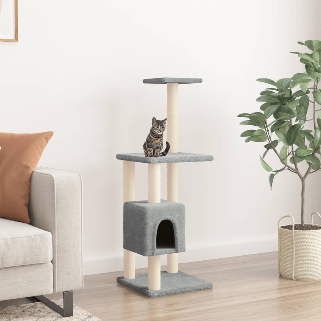 vidaXL Arbre à chat avec griffoirs en sisal Gris clair 104 cm