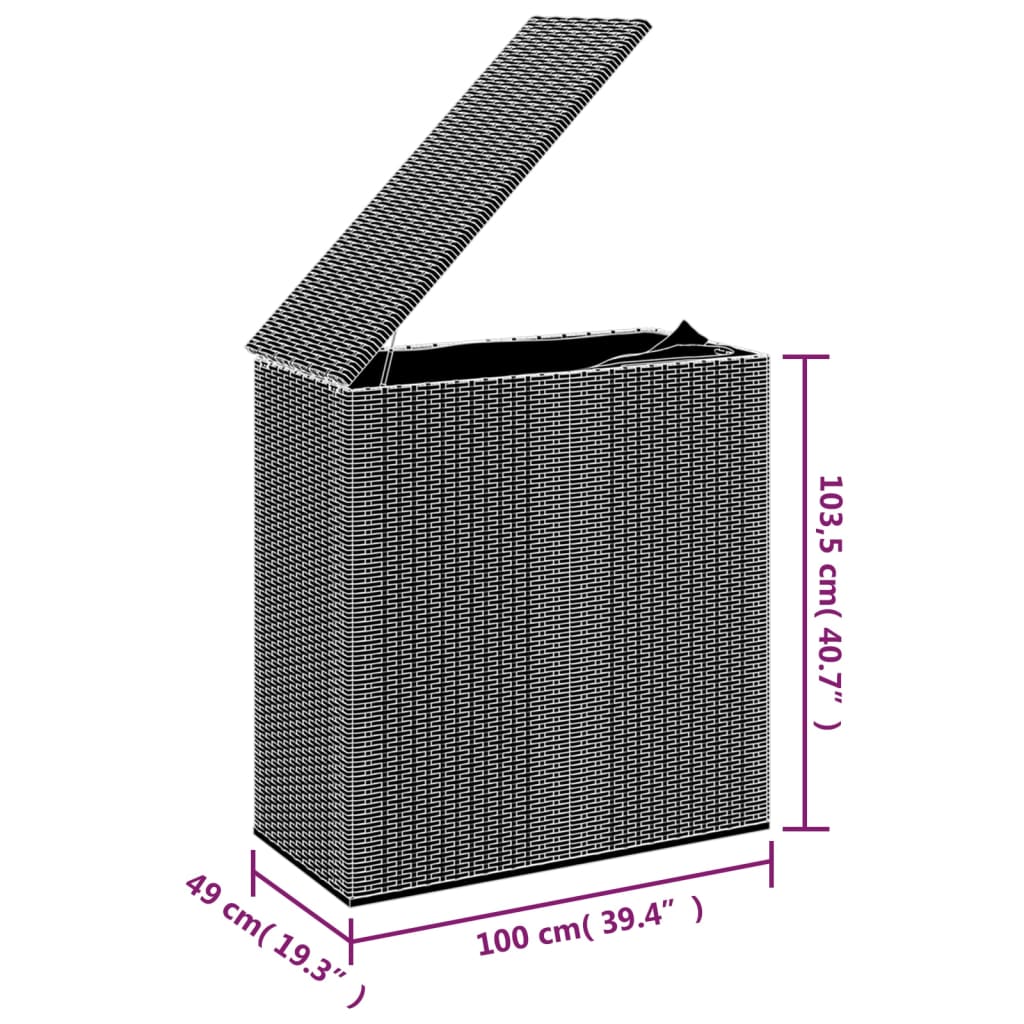 barna polyrattan kerti párnatartó doboz 100 x 49 x 103,5 cm