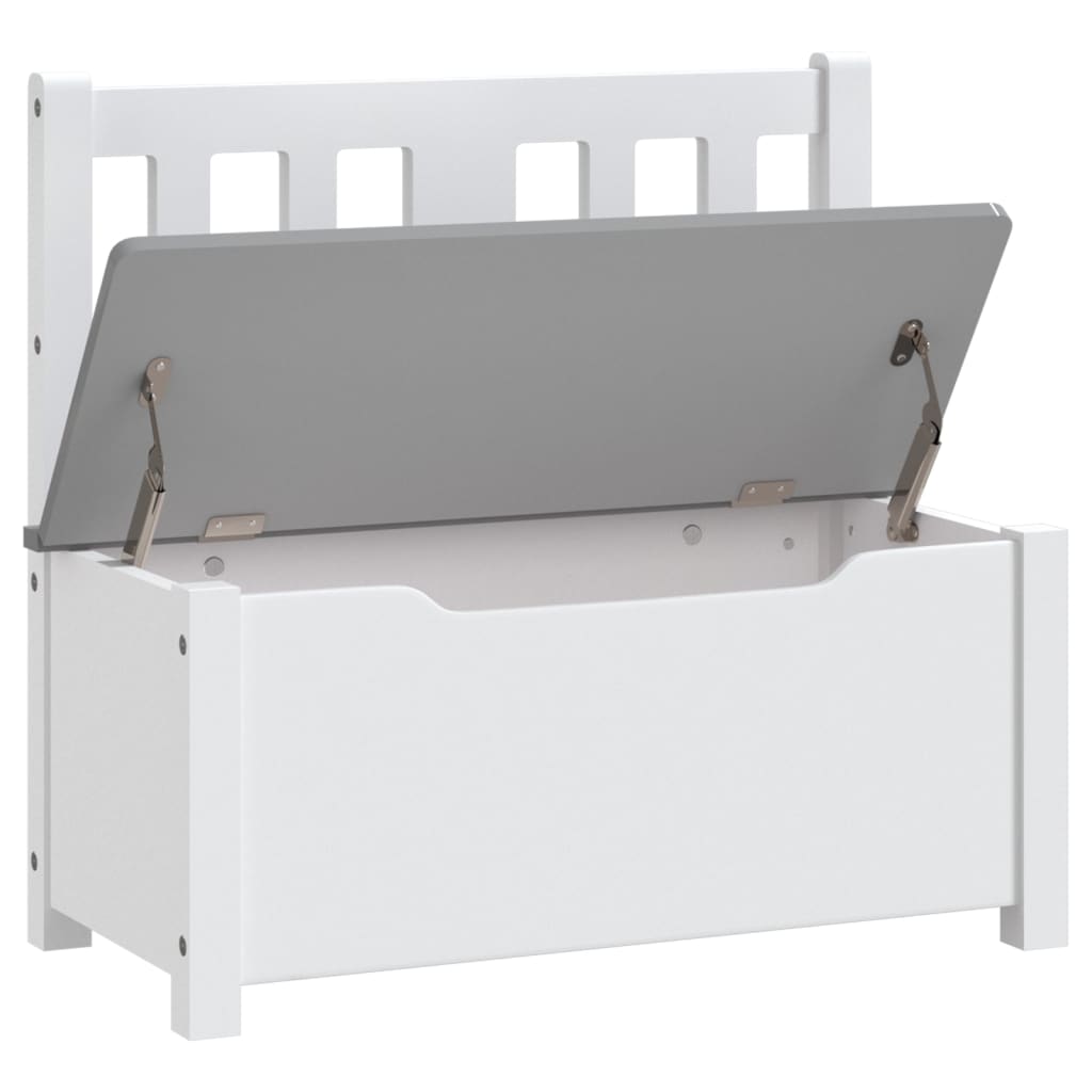 Fehér-szürke MDF gyermek tárolópad 60 x 30 x 55 cm 