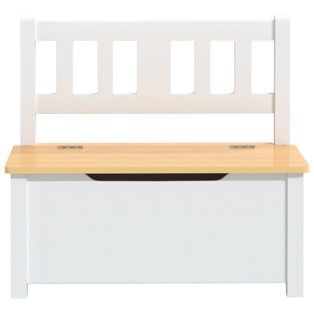 Alternativ bild 2 för vidaXL Förvaringsbänk barn vit och beige 60x30x55 cm MDF
