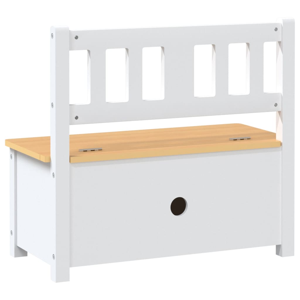 Alternativ bild 3 för vidaXL Förvaringsbänk barn vit och beige 60x30x55 cm MDF