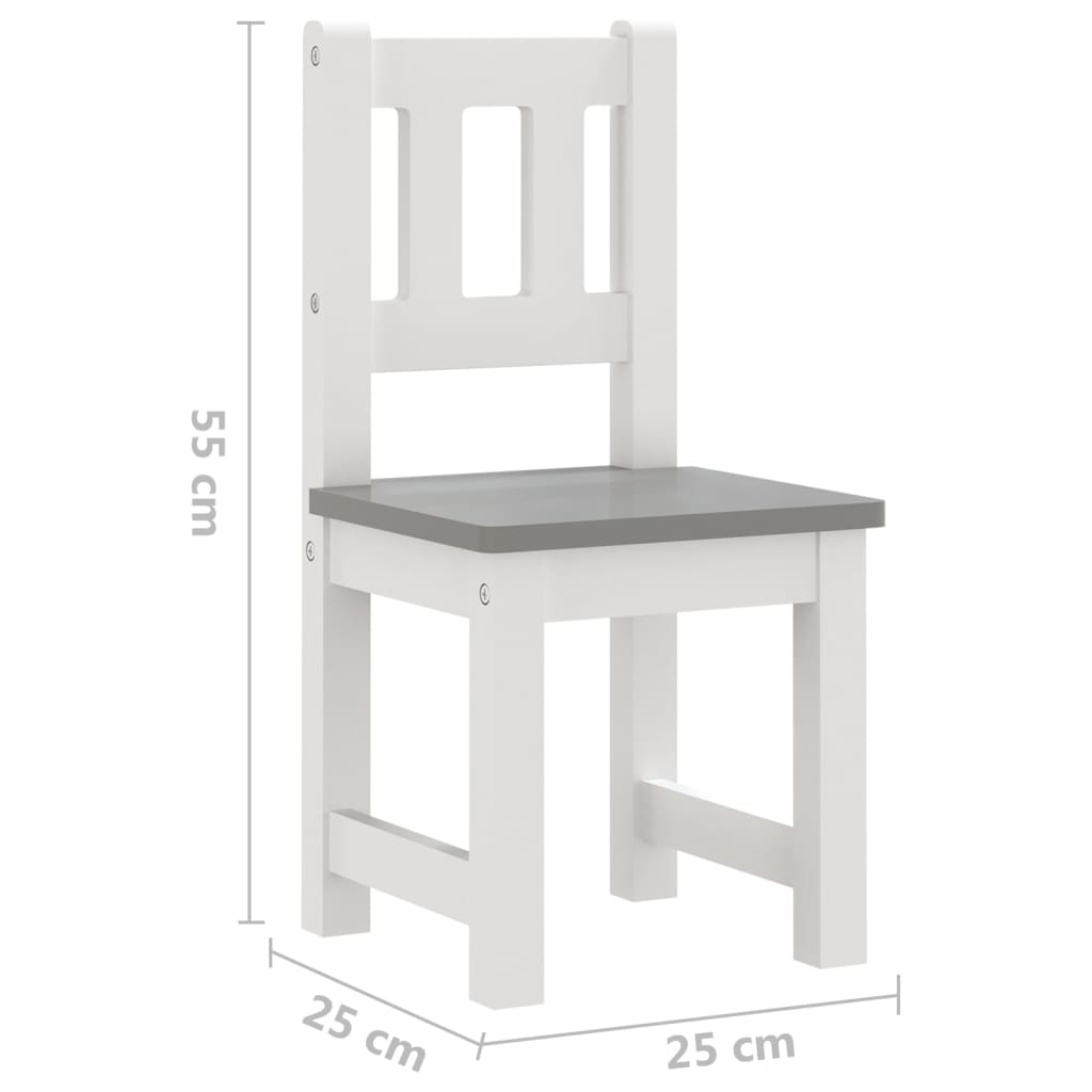 3dílná sada dětského stolu a židlí bílá a šedá MDF