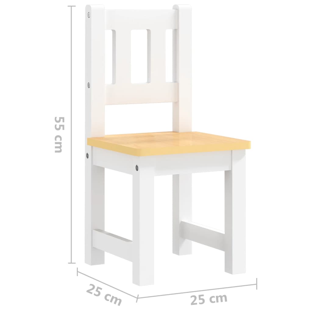 3dílná sada dětského stolu a židlí bílá a béžová MDF
