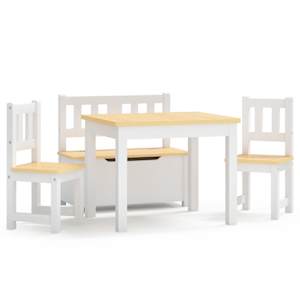 vidaXL 4-osaline lastelaua ja -toolide komplekt, valge ja hall MDF