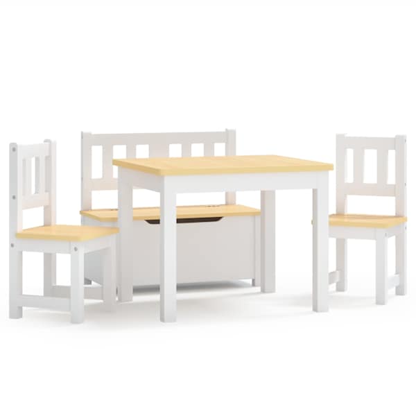 vidaXL 4-osaline lastelaua ja -toolide komplekt, valge ja hall MDF