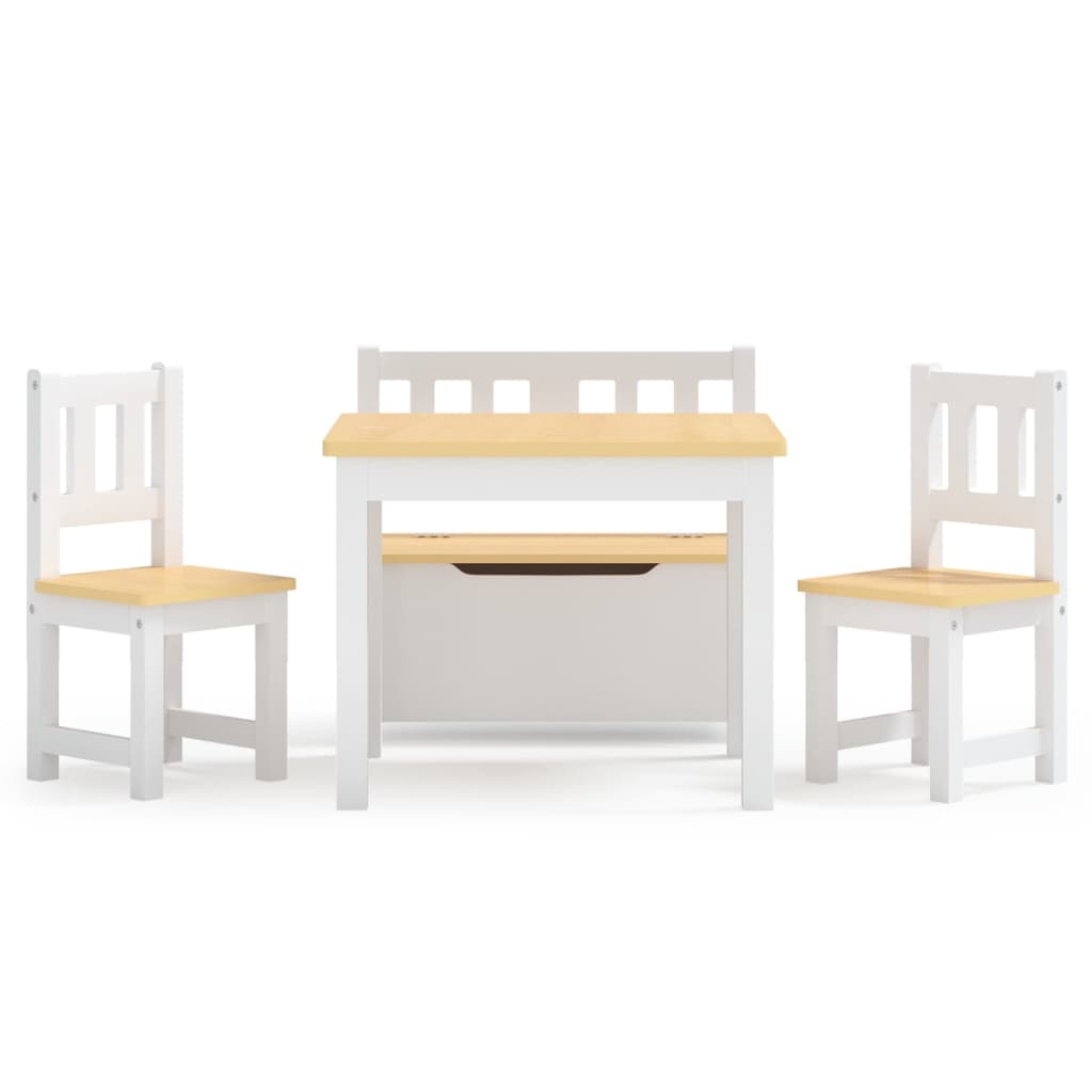Petrashop  4dílná sada dětského stolu a židlí bílá a béžová MDF