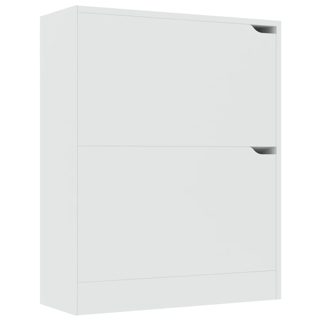vidaXL apavu skapītis ar 2 durvīm, balts, 59x24x74 cm, skaidu plāksne