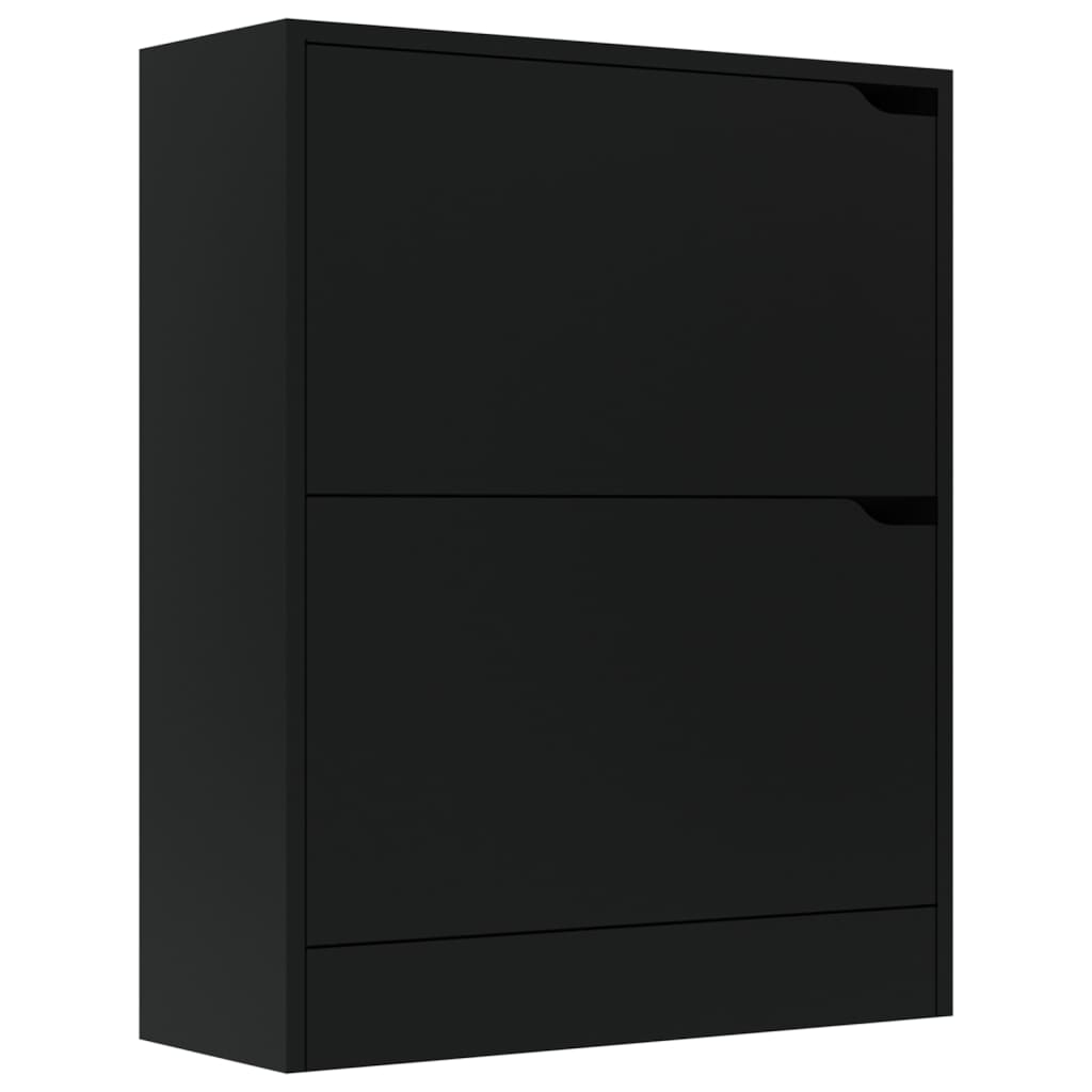 vidaXL Shoe Cabinet with 2 Doors Black 59x24x74 cm Engineered Wood