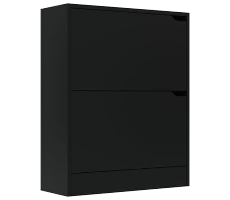 vidaXL Shoe Cabinet with 2 Doors Black 59x24x74 cm Engineered Wood