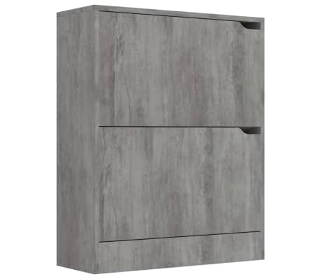 vidaXL Schoenenkast met 2 deuren 59x24x74 cm spaanplaat betongrijs