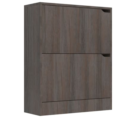 vidaXL Шкаф за обувки с 2 вратички, 59x24x74 см, инженерно дърво