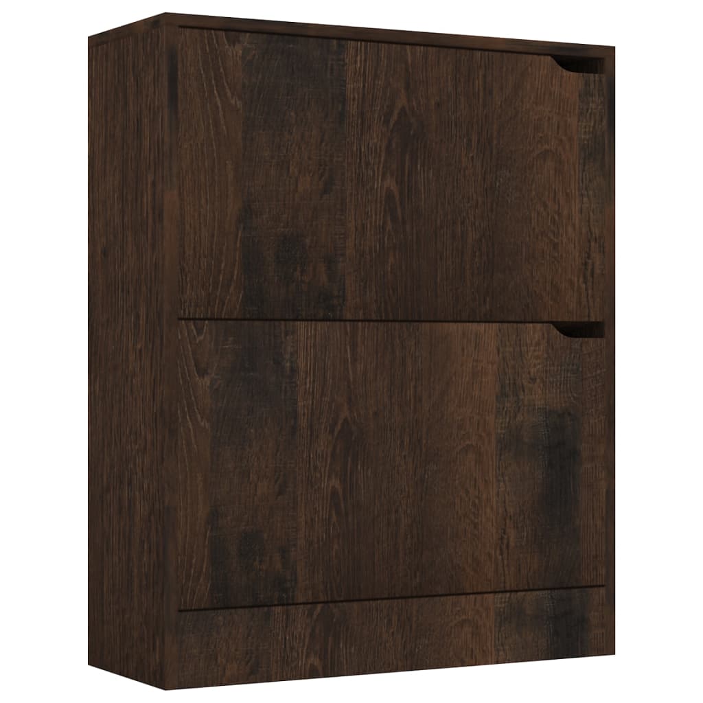 vidaXL Shoe Cabinet with 2 Doors Smoked Oak 59x24x74 cm Engineered Wood