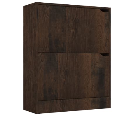 vidaXL Shoe Cabinet with 2 Doors Smoked Oak 59x24x74 cm Engineered Wood