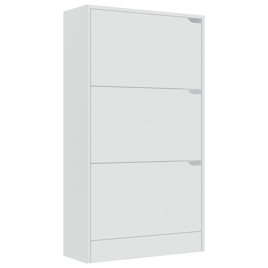 vidaXL Shoe Cabinet with 3 Doors White 59x24x105 cm Engineered Wood