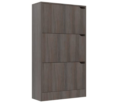 vidaXL Zapatero 3 puertas madera ingeniería gris Sonoma 59x24x105 cm