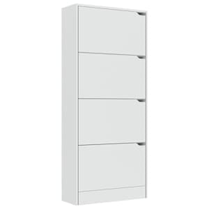 vidaXL Pantofar cu 4 uși, alb, 59x24x136 cm, lemn prelucrat