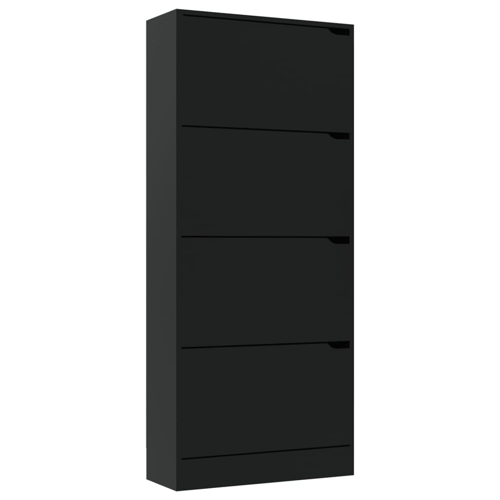 vidaXL Mueble zapatero con 4 puertas aglomerado negro 59x24x136 cm