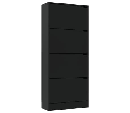 vidaXL Mueble zapatero con 4 puertas aglomerado negro 59x24x136 cm