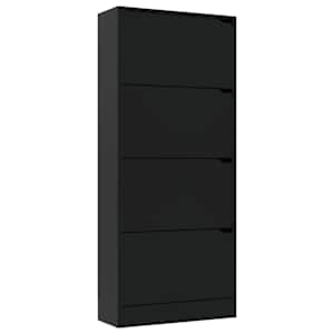 vidaXL Spintelė batams su 4 durelėmis, juoda, 59x24x136cm, MDP