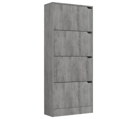 vidaXL Botník se 4 dvířky betonově šedý 59 x 24 x 136 cm dřevotříska