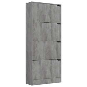 vidaXL Spintelė batams su 4 durelėmis, betono, 59x24x136cm, MDP