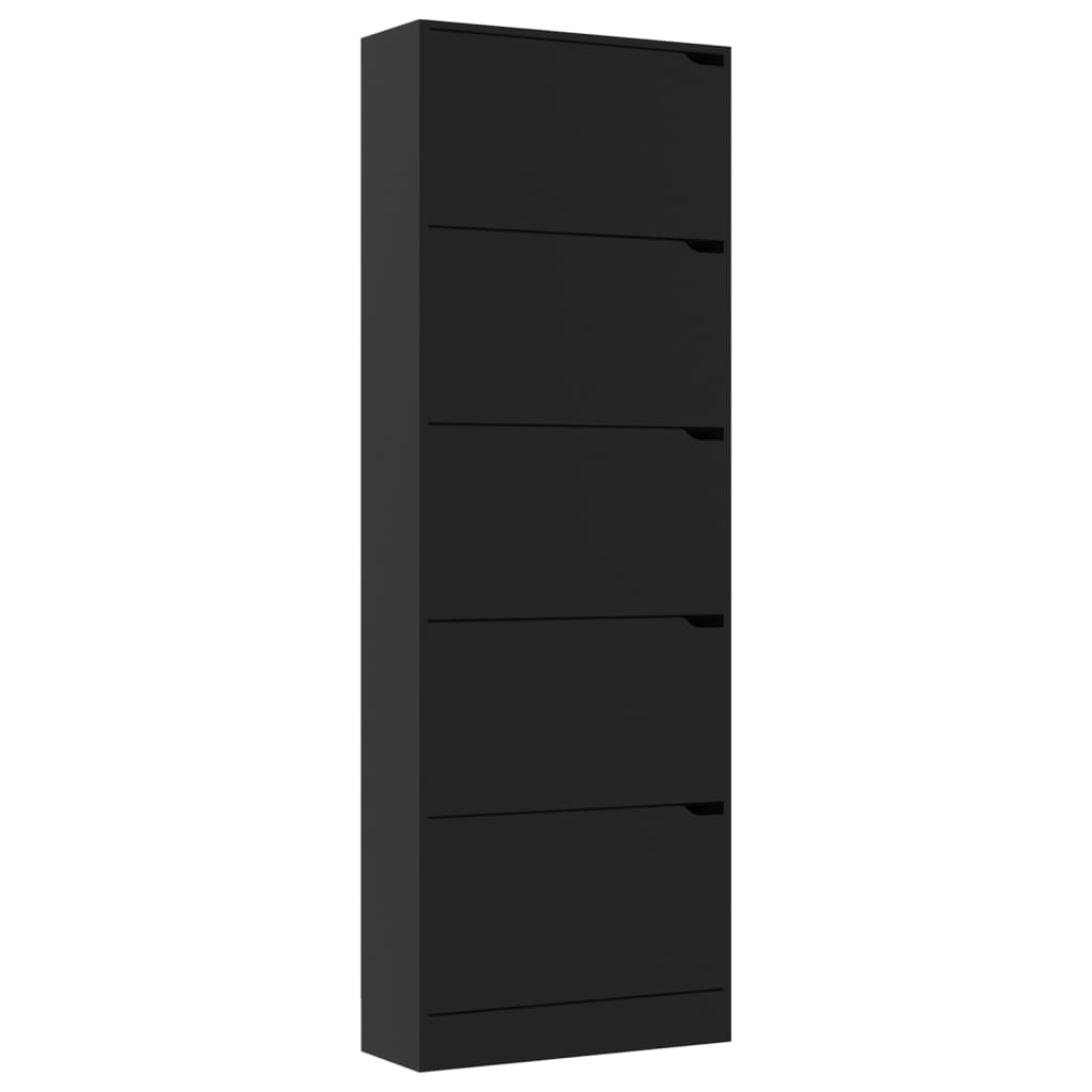 

vidaXL Schoenenkast met 5 deuren 59x24x167 cm spaanplaat zwart