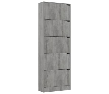 vidaXL Shoe Cabinet with 5 Doors Concrete 59x24x167cm Engineered Wood