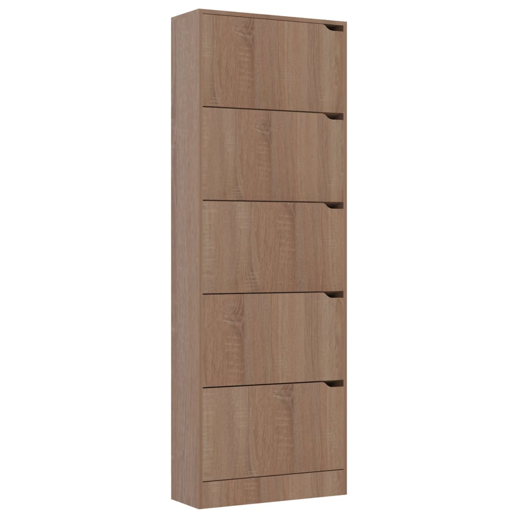 vidaXL Shoe Cabinet with 5 Doors Sonoma Oak 59x24x167cm Engineered Wood