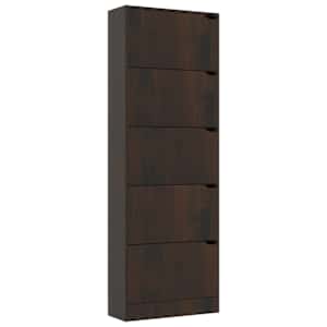 vidaXL Spintelė batams su 5 durelėm, dūminio ąžuolo, 59x24x136cm, MDP