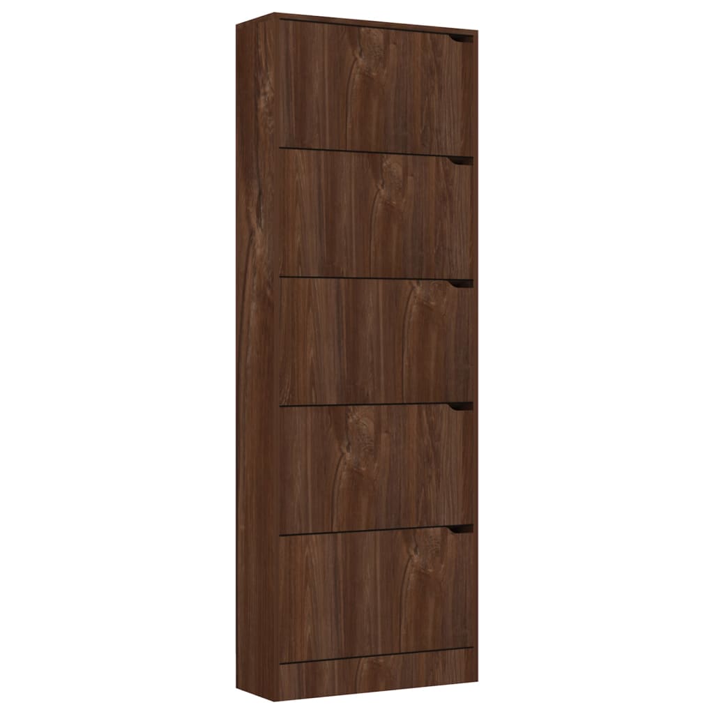 vidaXL Shoe Cabinet with 5 Doors Brown Oak 59x24x167 cm Engineered Wood