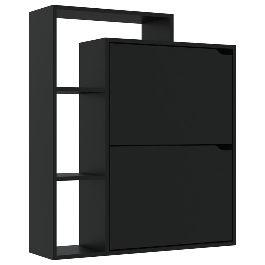 vidaXL Schoenenkast 79,5x24x90,5 cm spaanplaat zwart