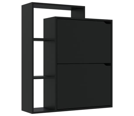 vidaXL Scarpiera Nera 79,5x24x90,5 cm in Legno Multistrato