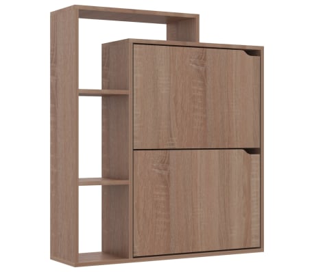 vidaXL Shoe Cabinet Sonoma Oak 79.5x24x90.5 cm Engineered Wood