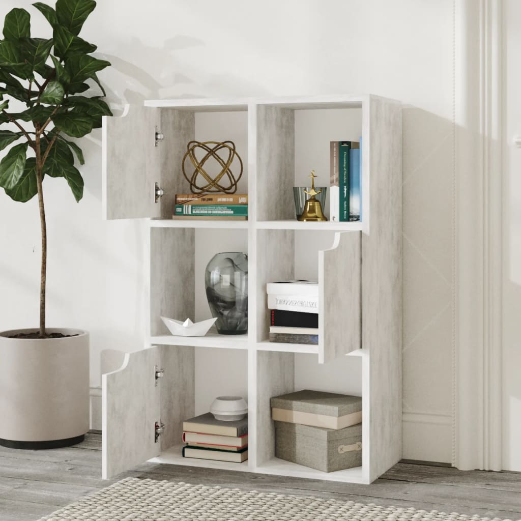vida XL Bücherregal Betongrau 60x 27,5x 88 cm Holzwerkstoff