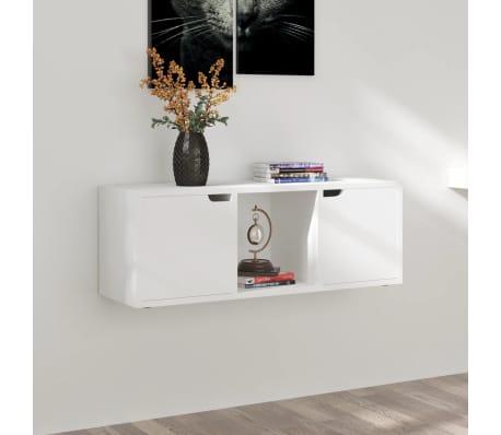 vidaXL Mueble de TV madera contrachapada blanco 88,5x27,5x30,5 cm