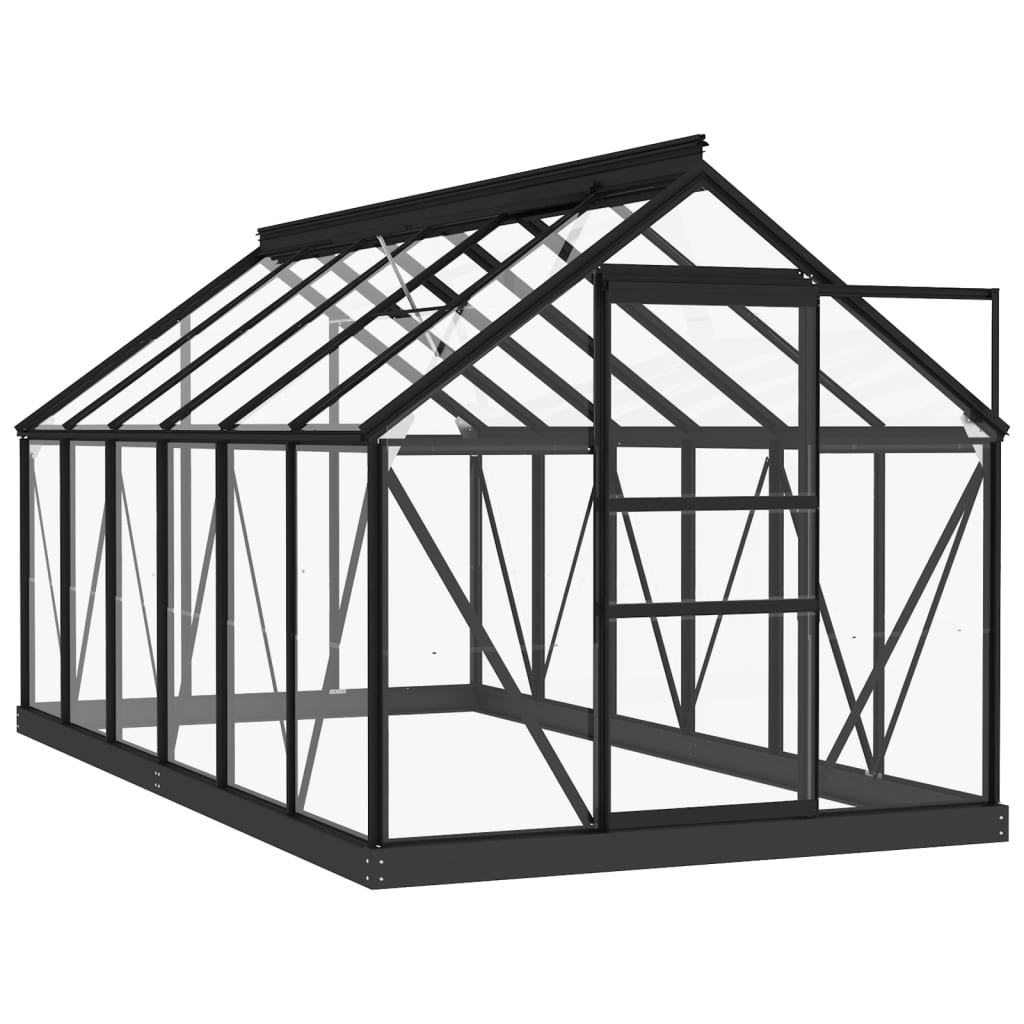 vidaXL Seră din sticlă, antracit, 155x298x191 cm, aluminiu