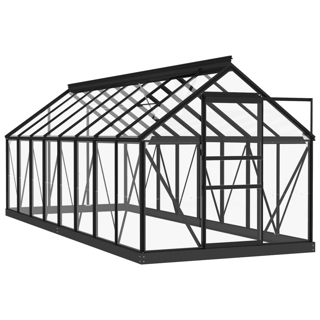 vidaXL Kweekkas 155x395,5x191 cm aluminium en glas antracietkleurig afbeelding