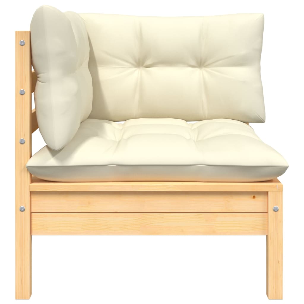 Thumbnail - vidaXL Garten-Ecksofa mit Kissen in Creme Massivholz Kiefer