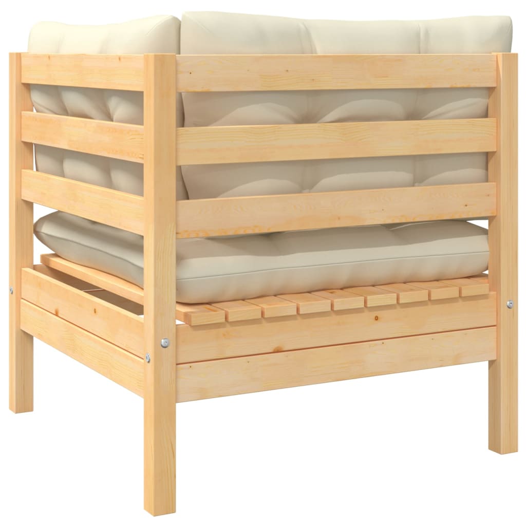 Thumbnail - vidaXL Garten-Ecksofa mit Kissen in Creme Massivholz Kiefer