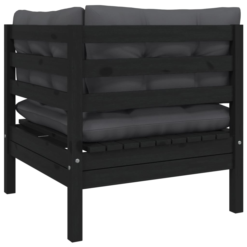 Thumbnail - vidaXL Garten-Ecksofa mit Kissen in Schwarz Massivholz Kiefer