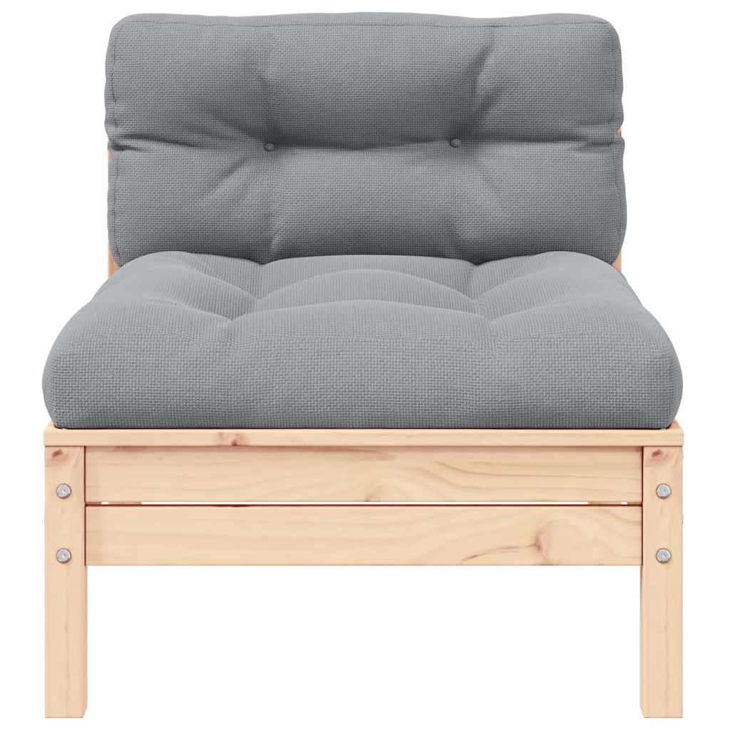 Thumbnail - vidaXL Garten-Mittelsofa mit Grauen Kissen Massivholz Kiefer