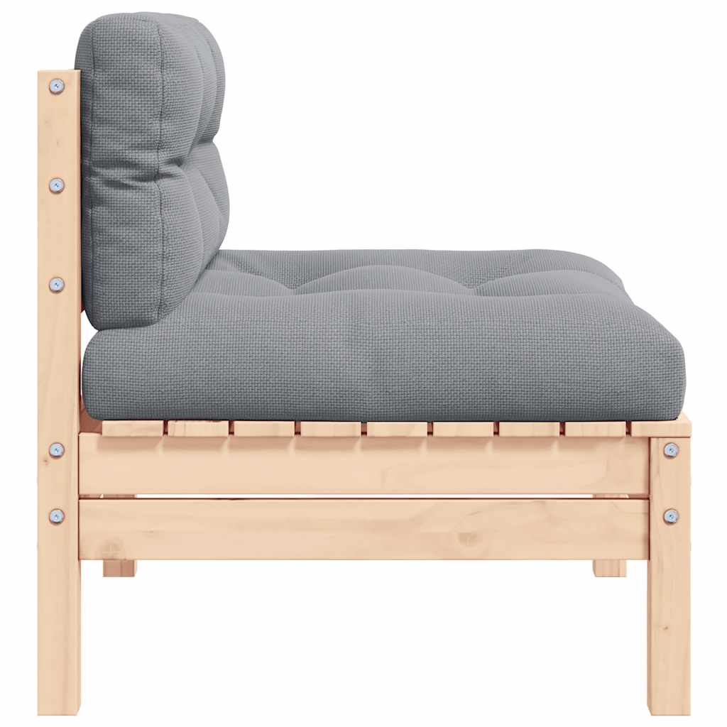 Thumbnail - vidaXL Garten-Mittelsofa mit Grauen Kissen Massivholz Kiefer