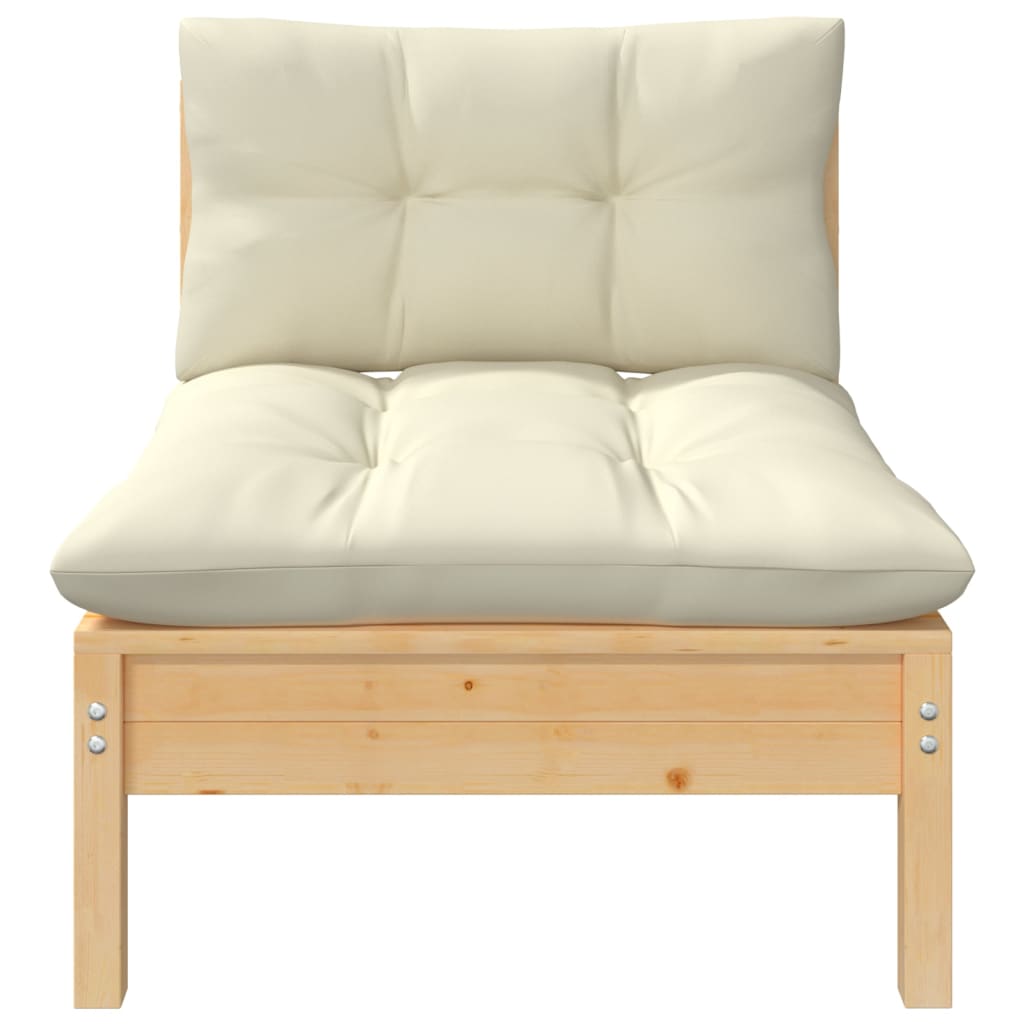 Thumbnail - vidaXL Garten-Mittelsofa mit Kissen in Creme Massivholz Kiefer