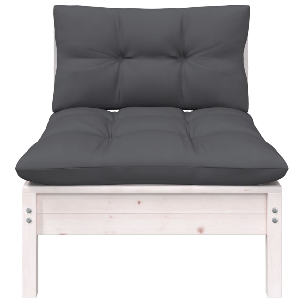 Thumbnail - vidaXL Garten-Mittelsofa mit Kissen Weiß Massivholz Kiefer