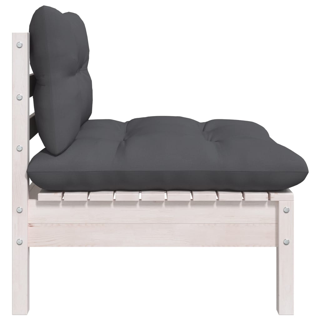 Thumbnail - vidaXL Garten-Mittelsofa mit Kissen Weiß Massivholz Kiefer