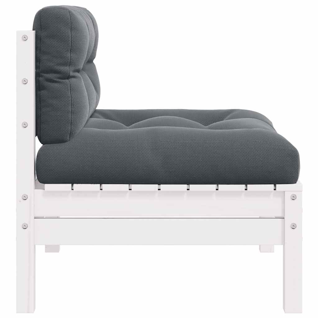 Thumbnail - vidaXL Garten-Mittelsofa mit Kissen Weiß Massivholz Kiefer