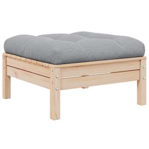 Vrtni stolček za noge s sivo blazino trdna borovina