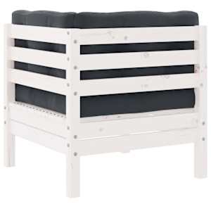 2místná zahradní pohovka s poduškami bílá masivní borovice - obrázek 4