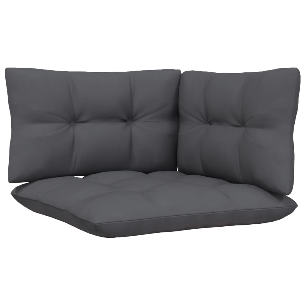 2-osobowa sofa ogrodowa z szarymi poduszkami, drewno sosnowe