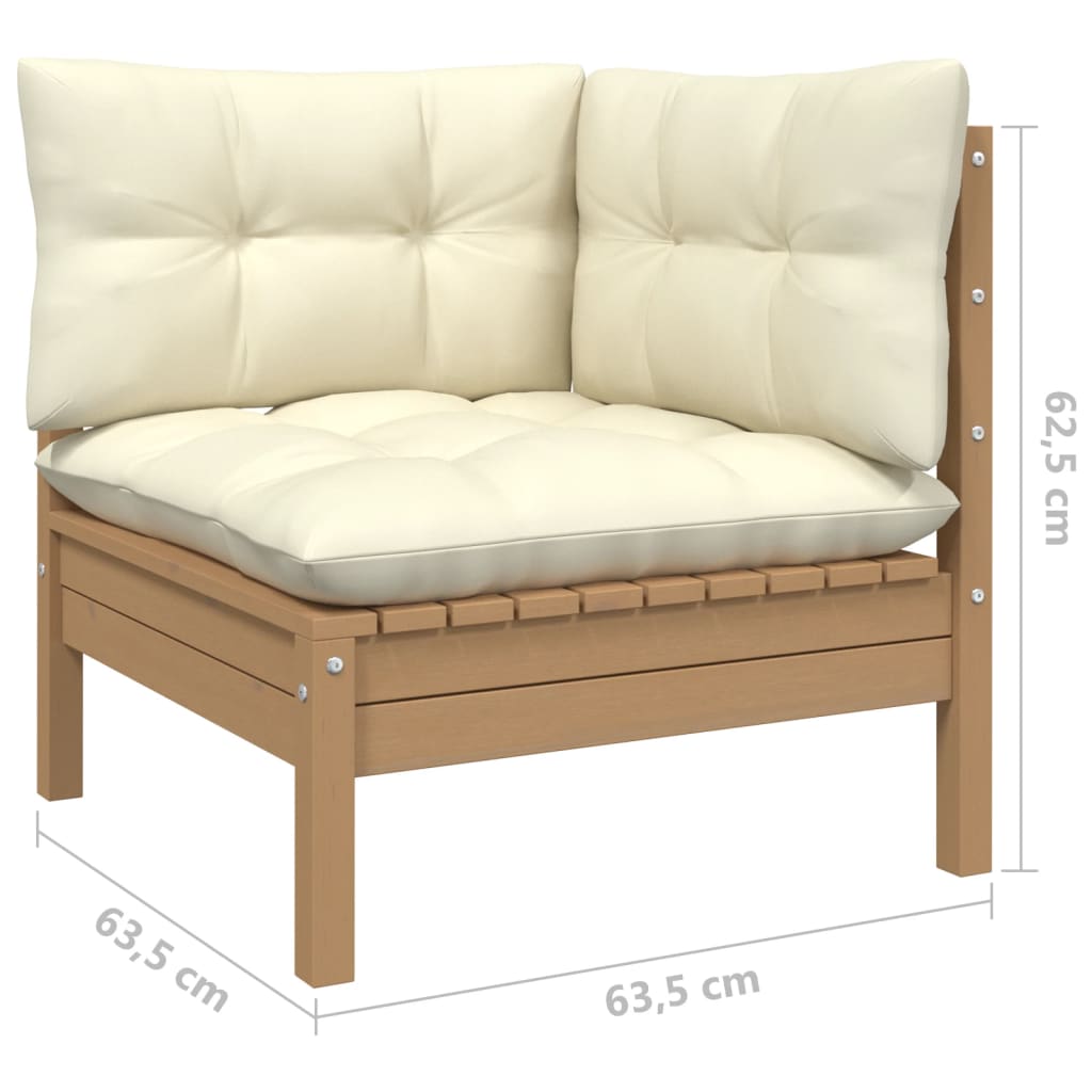 2-Sitzer-Gartensofa mit Kissen Creme Massivholz Kiefer | Stepinfit